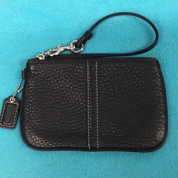 Coach Black Leather Small Wristlet - Picture 1 of 5